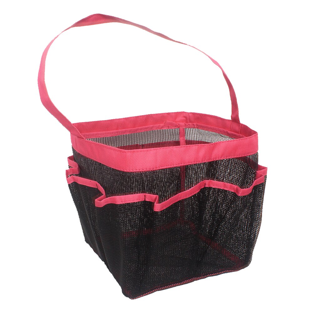 Bolsas de mano de malla para ducha, neceser colgante Oxford y organizadores para el baño con 8 compartimentos de almacenamiento para accesorios de baño, color negro: red