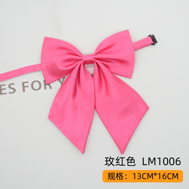 Women Bowties Solid Color Large Bowknot Simulated Silk Butterfly Necktie Shirt Accessories Event Performance Bank Hotel Bow Ties: Rose Red
