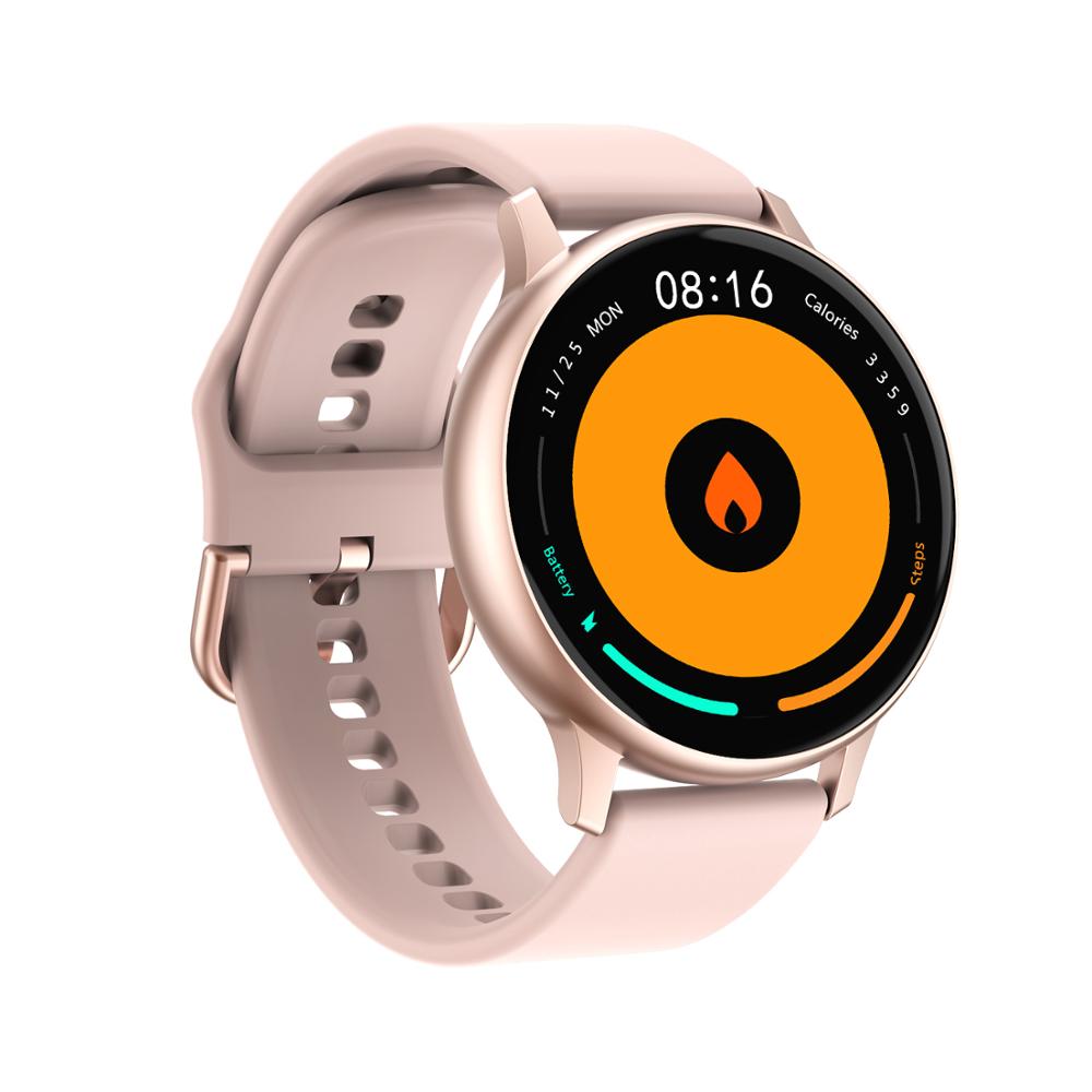 Smart klocka män kvinnor pekskärm intelligent fitnessklocka pulsmätare bluetooth steps tracker sportklocka: Roséguld silikon
