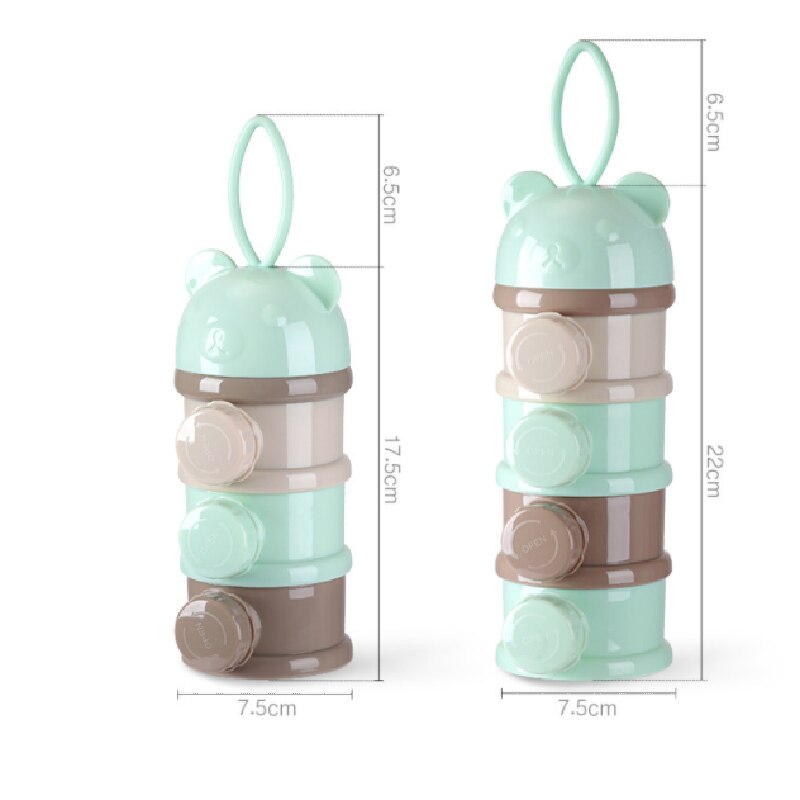 3 layers Bear Style Portable Baby Food Storage Box Essential Cereal Cartoon Infant Milk Powder Box Toddle Snacks Container