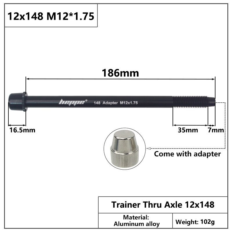 Heppe bike trainer thru axle mtb bike trainer akseli vartaat trainer adapteri 12 x 142 12 x 148 trainer pikakiinnitys  m12 xp 1.0/1.5/1.75: 12 x 148 p1.75