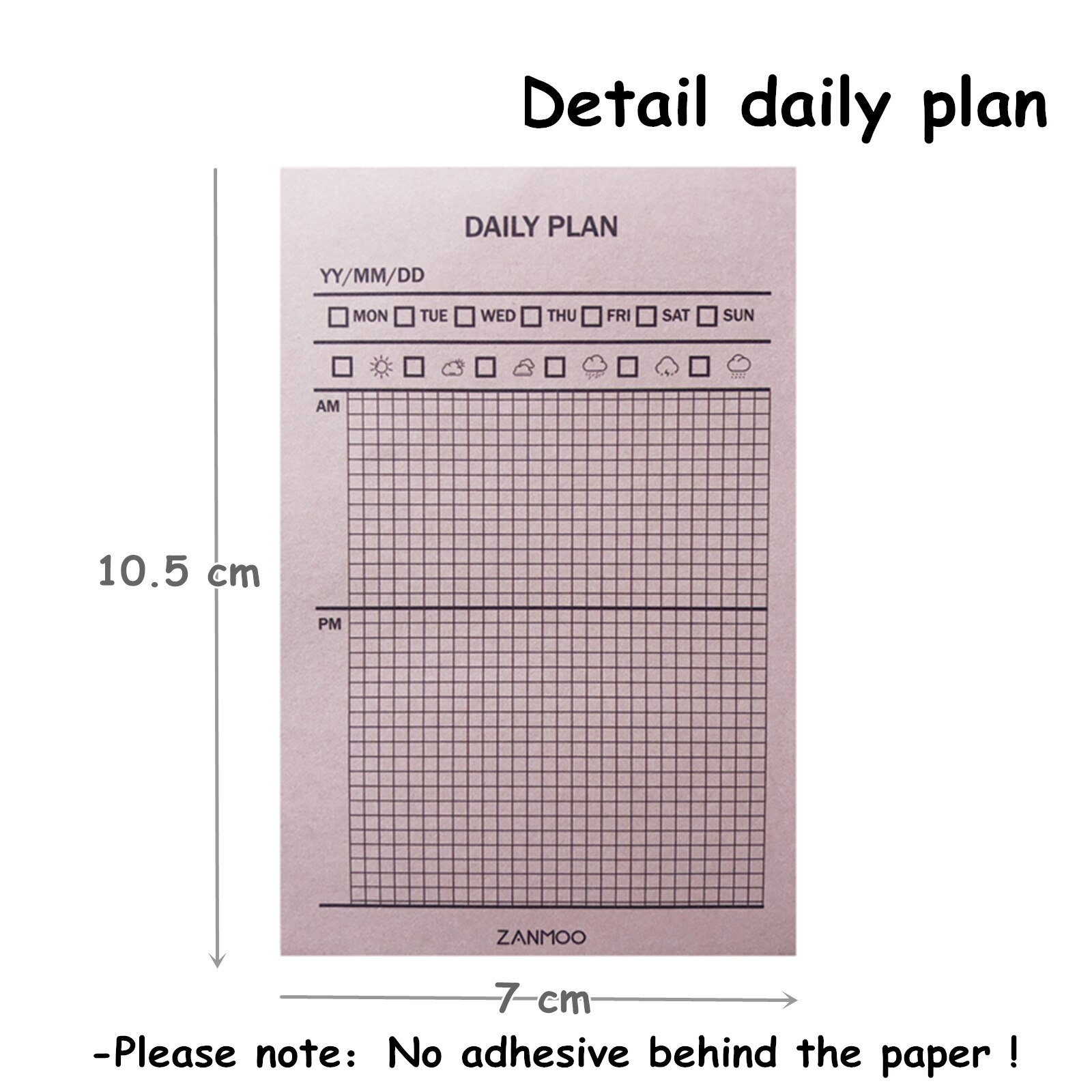 Bloc-notes avec calendrier quotidien, 50 feuilles, carnet de notes avec listes de choses à faire, notes, Plan horaire, avec retard, papeterie