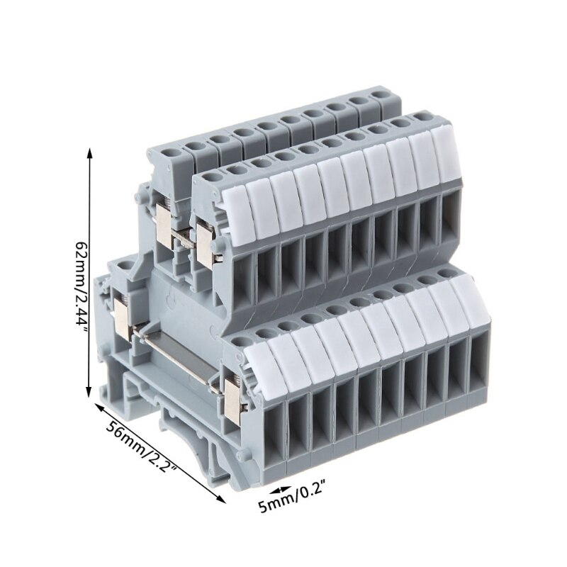 50 Pcs UKK3 DIN Rail Double Level Dual Row Terminal Block 500V 25A 28-12AWG Gray #Aug.26