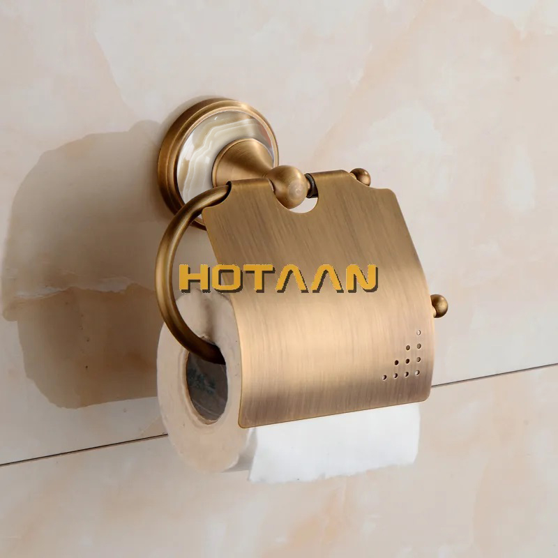Antique Brushed Solid Brass Bathroom Accessories Sets European jade base Bathroom Hardware Sets Retro Bathroom Products: PURPLE