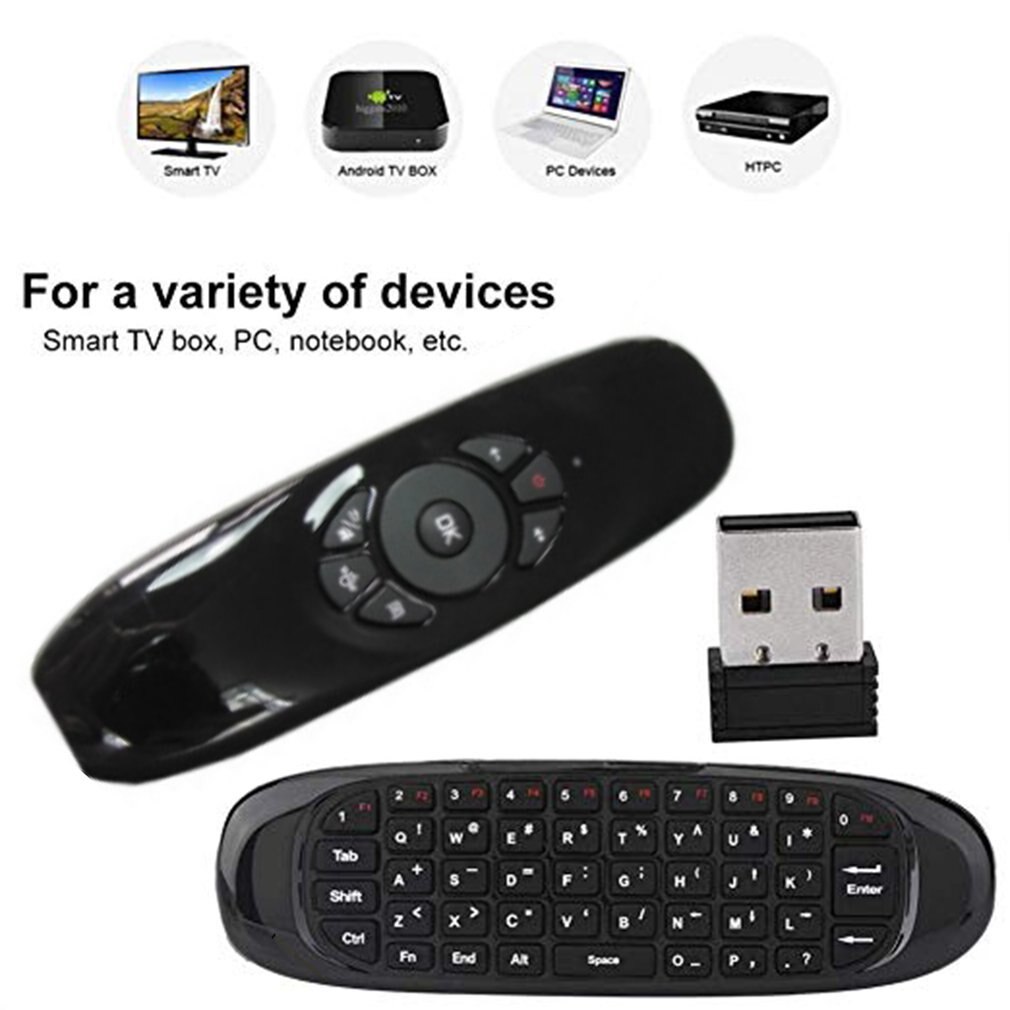 C120 Multi-idioma versión inalámbrico Air Mouse Mini teclado ratón somatosensorial giroscopio de doble cara de Control remoto