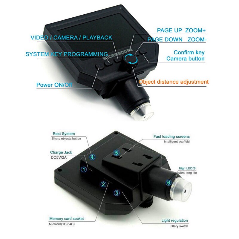 600X Digital Microscope Electronic Video Microscope Soldering Video Microscope Camera 4.3 Inch Lcd Endoscope Magnifying Camera