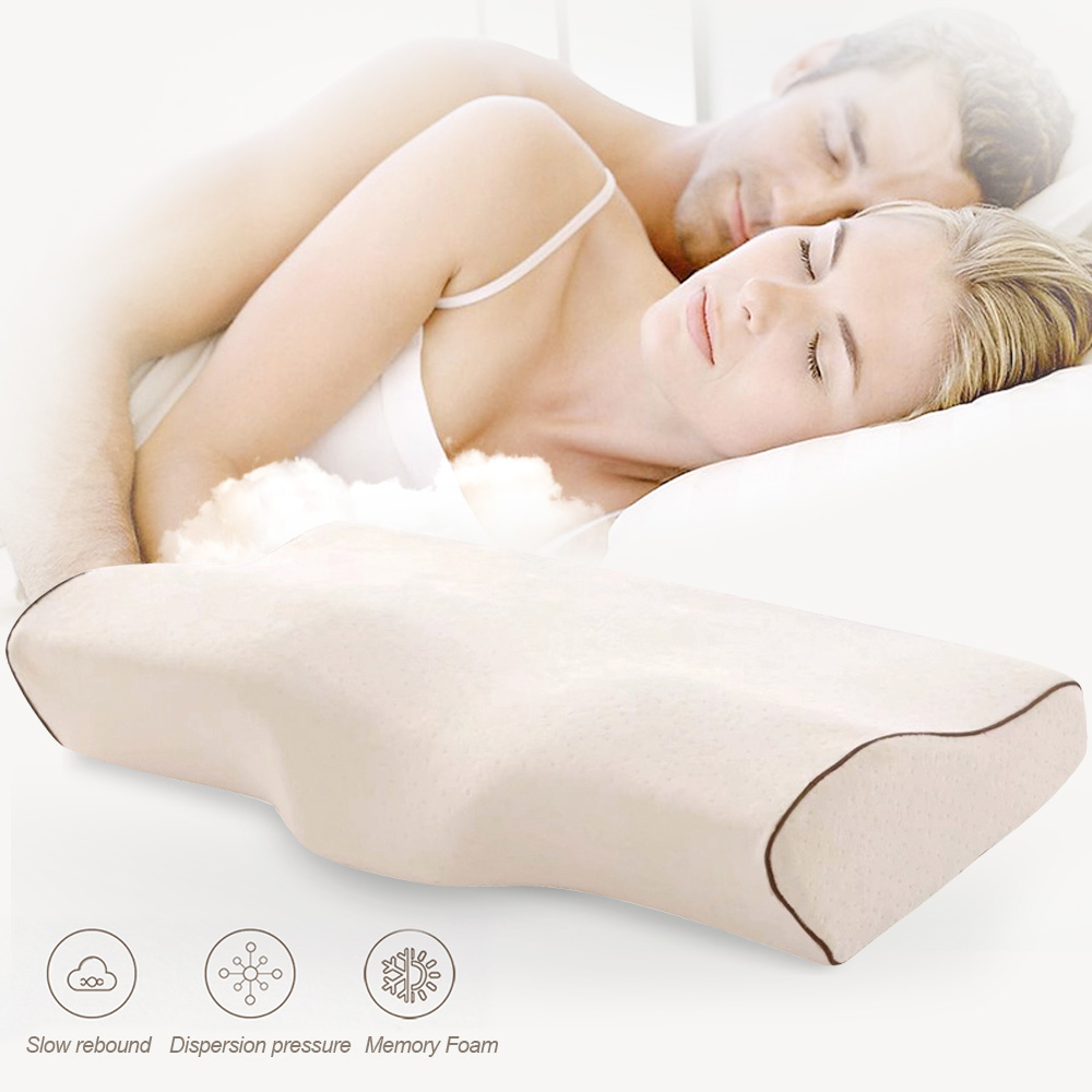Memory Foam Bedding Pillow Butterfly Shaped Relax Neck Protection Orthopedic Slow Rebound Cervical For Health Care 50x30cm: New Yellow 50x30cm