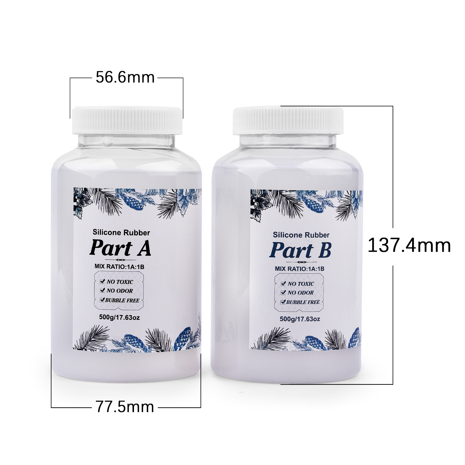 Kit de fabricación de moldes de silicona AB 1:1 para bricolaje, molde de curado rápido con pegamento, copia de goma líquida, patrón de objeto, 200/500g/1000g