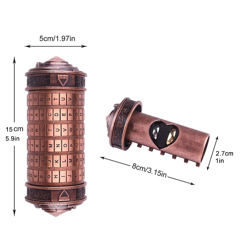 Retro Davinci Code Metalen Cryptex Sloten Romantische Bruiloft Verjaardag Valentijnsdag Brief Wachtwoord Escape Kamer Props