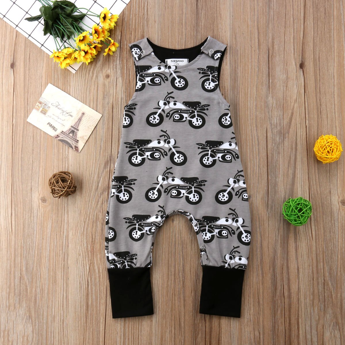 Emmababy Romper Top Baby Boy Kids Pasgeboren Baby Mouwloze Romper Jumpsuit Cartoon Katoenen Kleding Outfits