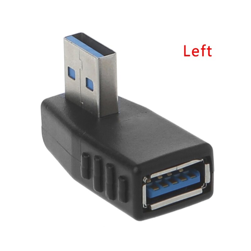 Data Transfer Splitter 90 Degree Left Right Angled USB 3.0 A Male To Female Adapter Connector For All Devices: to Left
