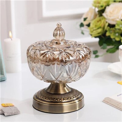 Europæisk retro glasvase metallegering guldvase moderne bord kunstig blomsterflaske boligindretning stue dekoration: Brun b