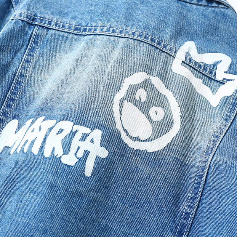 Giacca di jeans per bambini 2020 primavera autunno nuovi neonati stampa di moda top retrò giacca di jeans Casual con risvolto allentato All-match