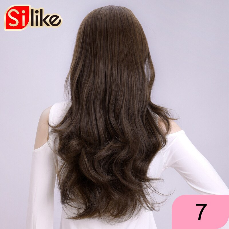 Silike Synthetische 3/4 Halb Perücken 24 Zoll Lange blond Wellenförmige Perücke Mit Clip in Haar Verlängerung 16 Farbe 210g für Schwarz Weiß Frauen: 7