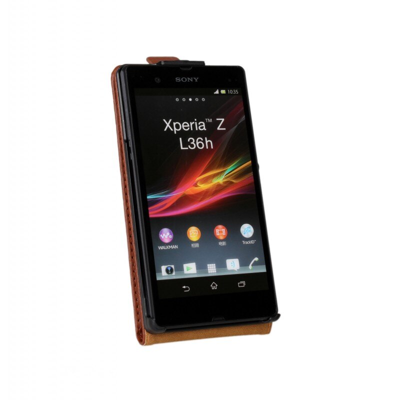 Clamshell telefon cover læder taske til sony xperia z  c6602 c6603 magnetisk adsorptionsspænde hylster flip coevr cover