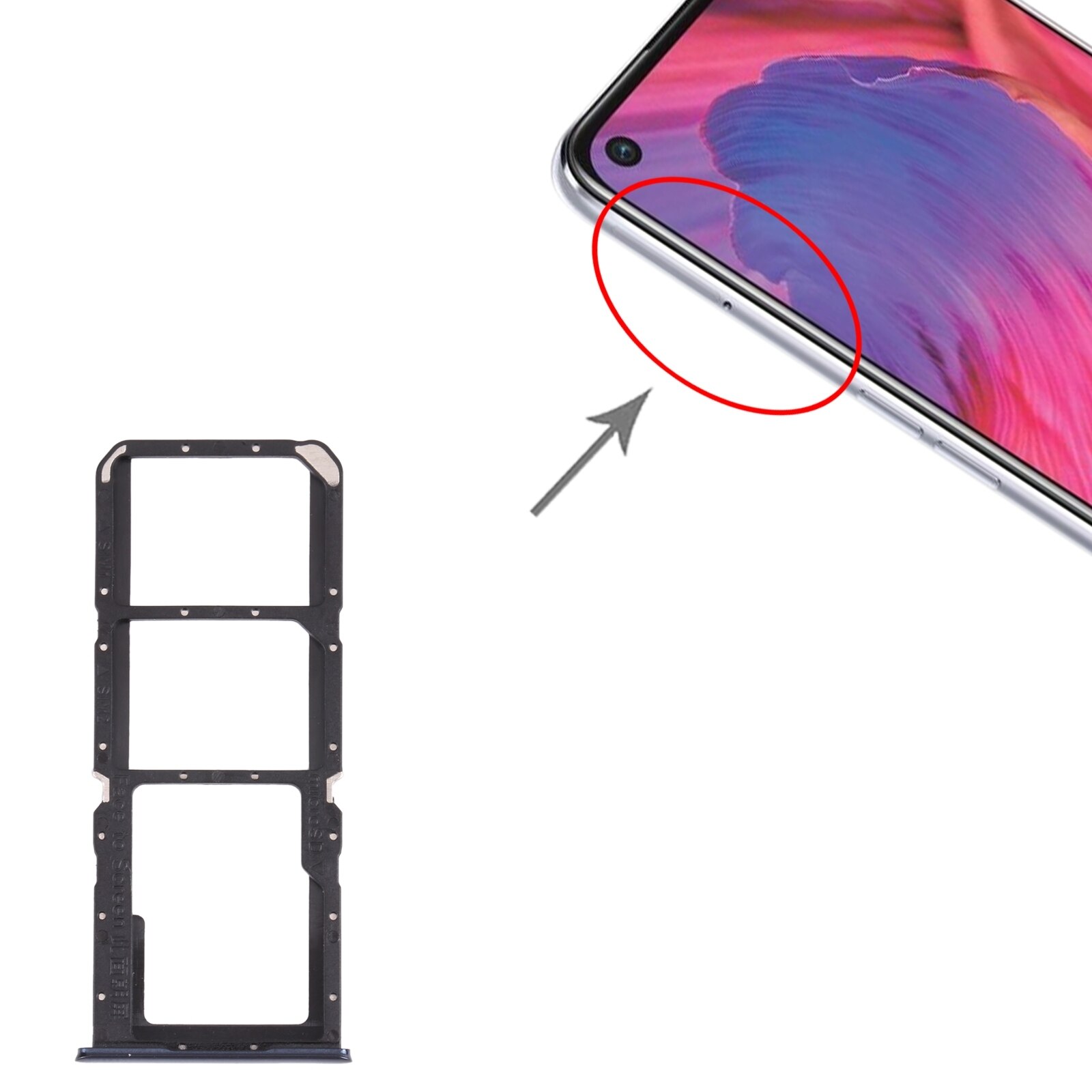 Sim Kaart Lade + Sim Card Tray + Micro Sd Card Tray Voor Oppo A74 4G CPH2219