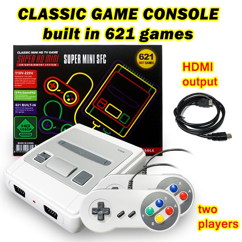 SNES US version mini game console HDMI 621 high-definition red and white machine double versus TV game console