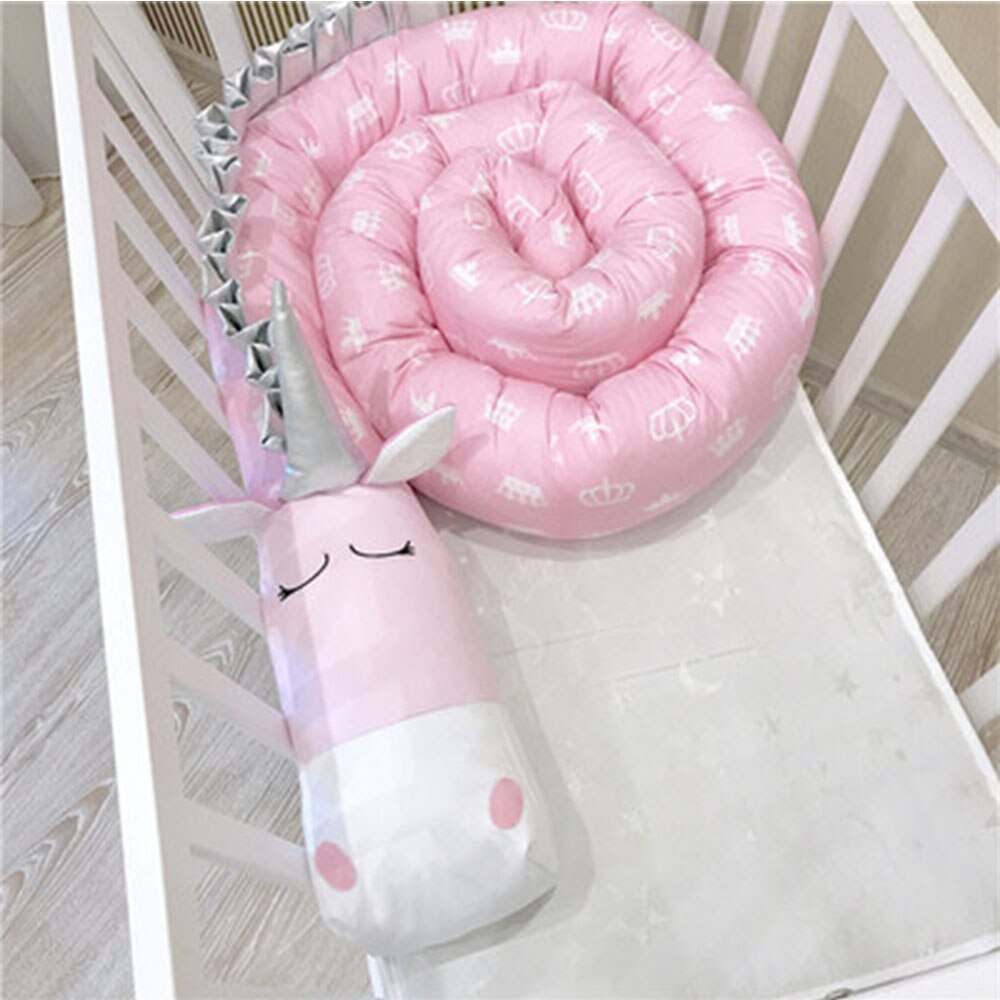 Baby Crib Bumper Newborn Baby Bedding Cartoon Unicorn Pillow Infant Cradle Kids Bed Fence Baby Decoration Room Guardrail For Bed