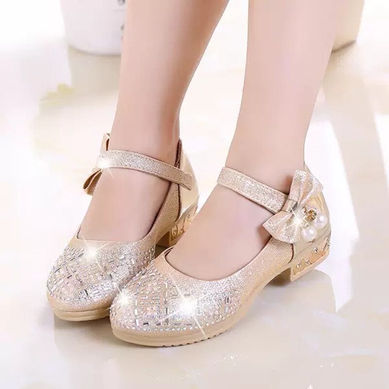 Lente Herfst Meisjes Schoenen Kids Schoenen Vlinder-knoop Strass Prinses Schoenen Voor Wedding party Student uitvoeren dans Schoenen Kids