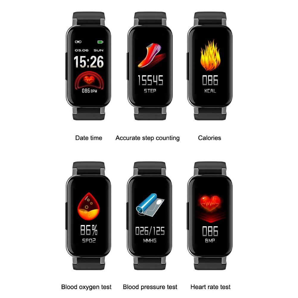 T89PRO 1.14inch Bluetooth Heart Rate Monitor Sports Smart Bracelet Pedometer with Bluetooth Earphones Waterproof