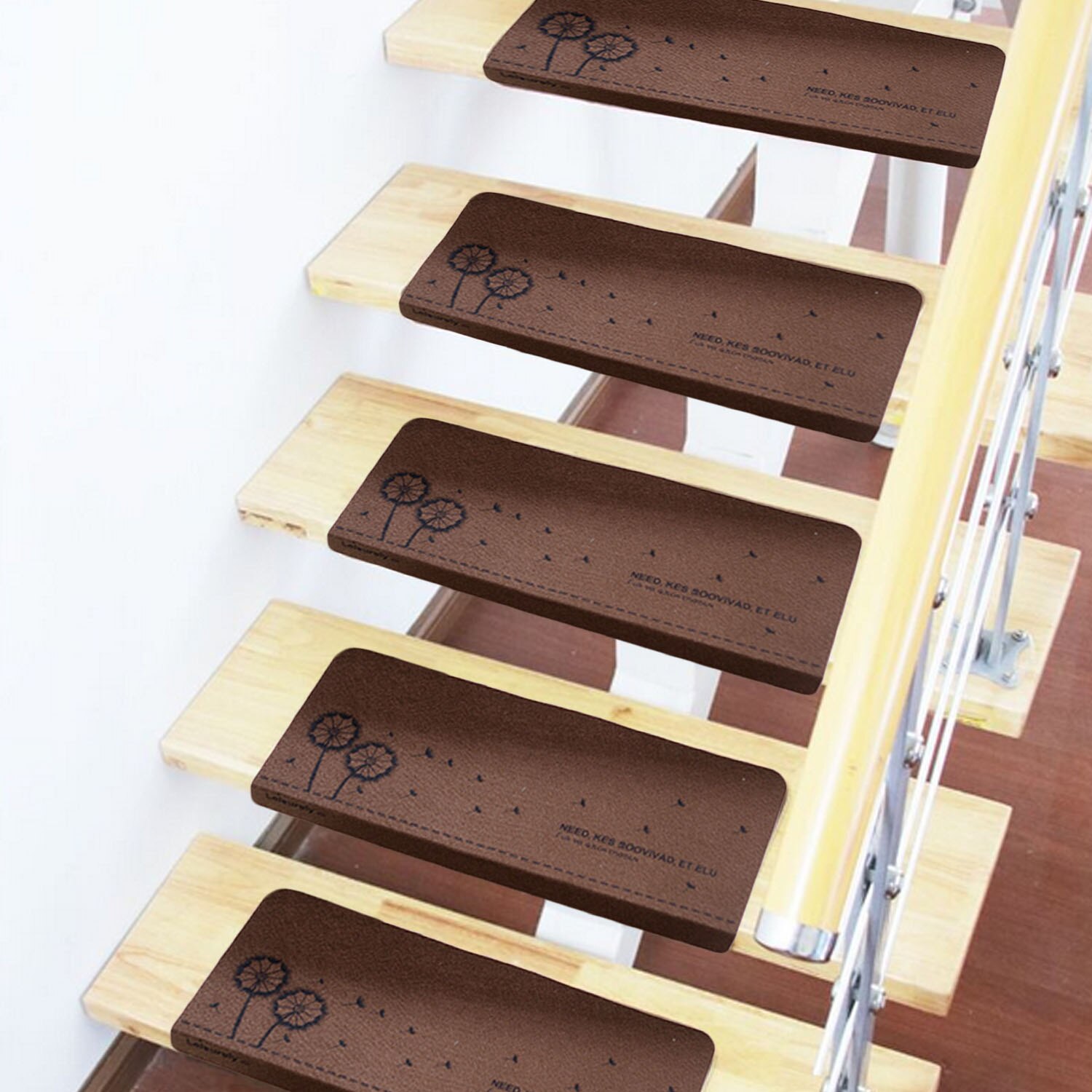 13pcs Anti Slip Self Adhesive Coffee Beige Indoor Safety Stair Step Treads Floor Mats Carpet Staircase Pad Area Rug Protector