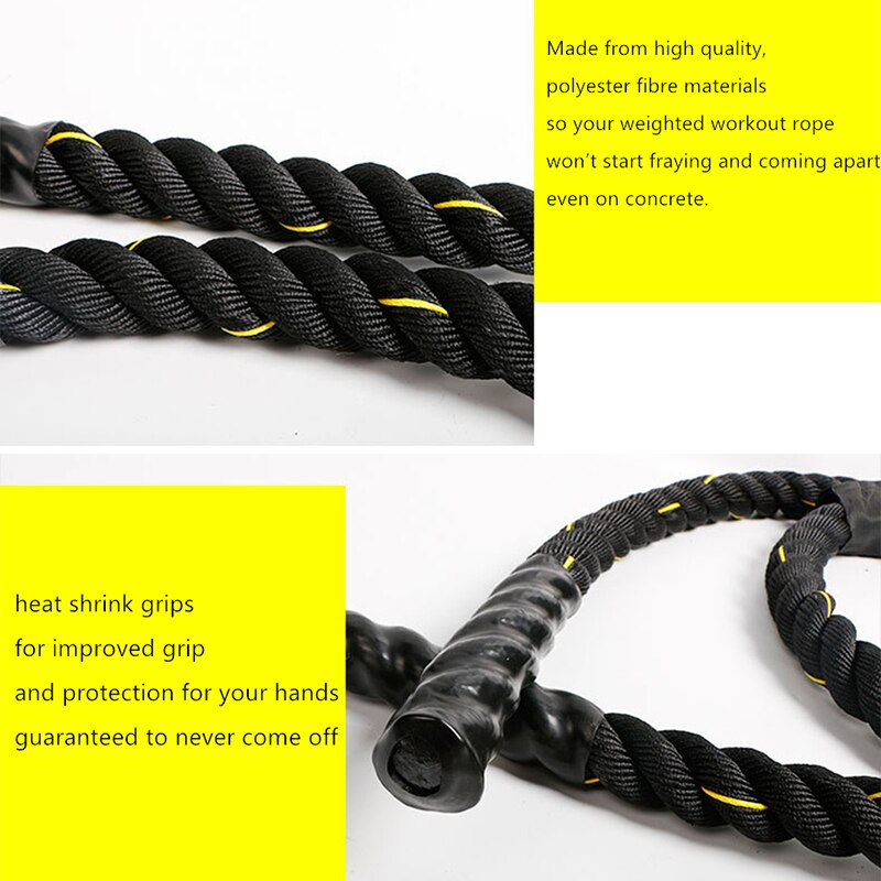 Cuerda pesada para saltar para entrenamiento físico de 25mm, cuerdas de batalla ponderadas para saltar y saltar, mejora la fuerza muscular de construcción, 2,8 m/3m