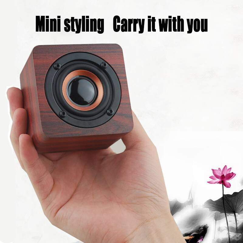 Houten Draadloze Bluetooth Speaker Hifi Vierkante Mini Retro Draagbare Subwoofer Mobiele Telefoon Kleine Stereo Leven