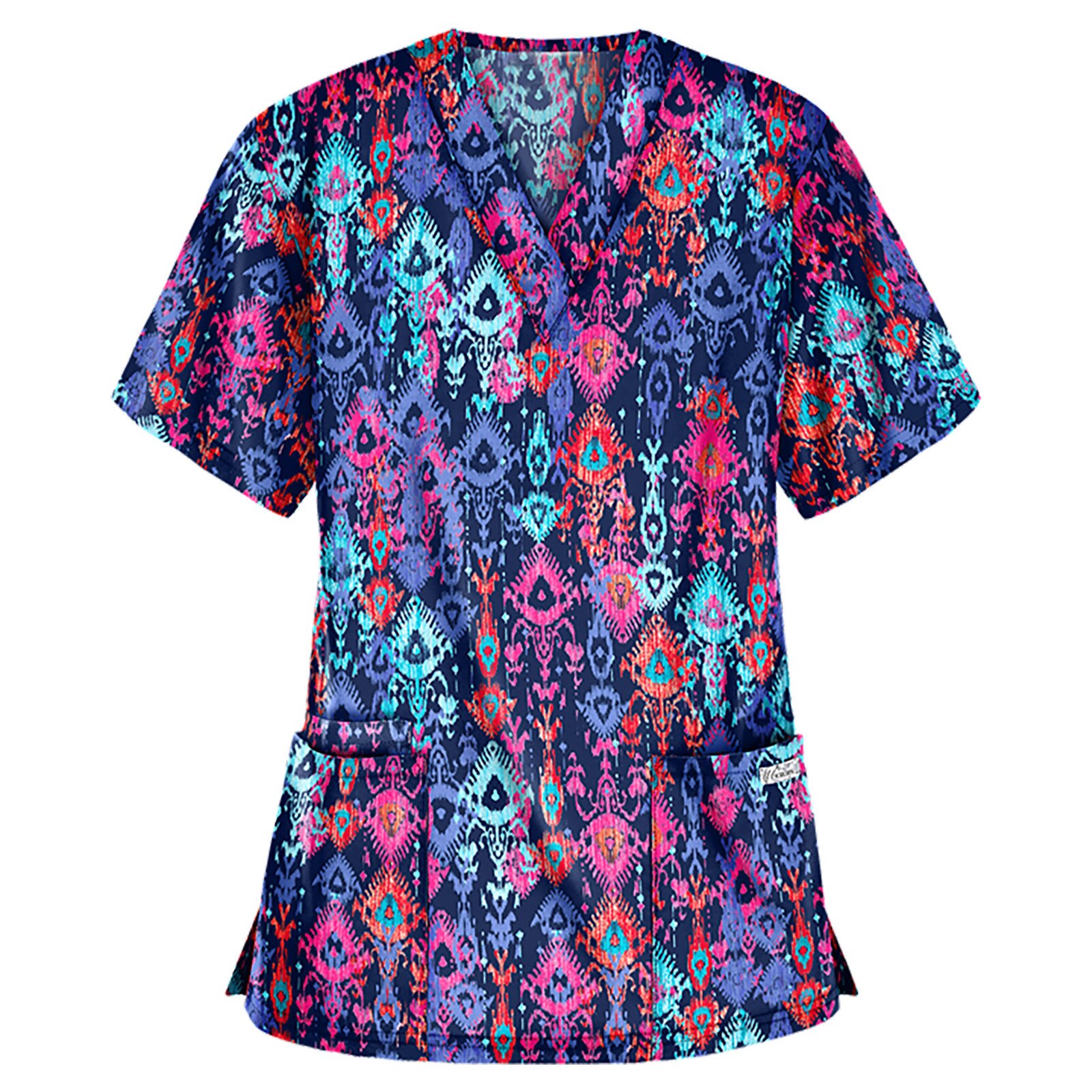 Uniformes enfermera mujer bata uniforme de enfermera accesorios ropa de trabajo uniforme de trabajo de las mujeres Tops con cuello en V trajes: Azul / M