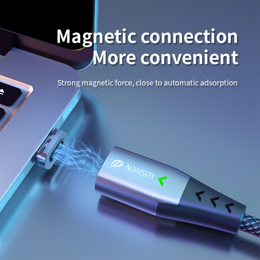 WSKEN 5A magnetyczne rodzaj USB C robić USB C kabel robić macbooka zawodowiec 100W PD magnetyczna ładowarka USB-C typu C przewód zasilający dla Huawei kabel robić transmisji danych