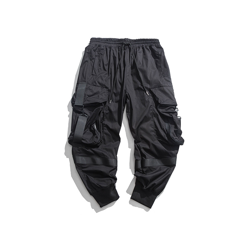 2022 streetwear lenkkeilijät hip hop housut mustat haaremi housut miesten techwear vaatteet muoti korealaiseen tyyliin bts kpop miesten vaatteet: M / Musta