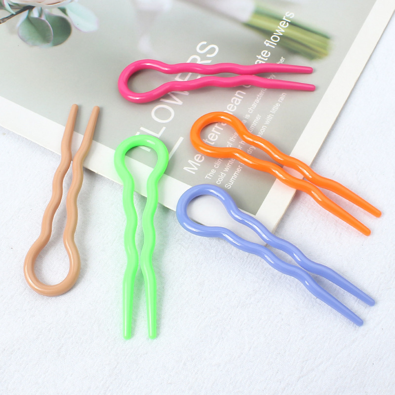 Retro moño para el cabello en forma de U palillos para el cabello Clip pasadores horquillas mujer niñas cola de caballo cabeza de albóndiga accesorios para el cabello dulces