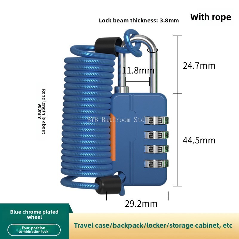 Concept Color 4 Digit Combination Lock Anti-theft Safely Code Lock Travel Luggage Suitcase Lockers Zinc Alloy Padlock: Chrome