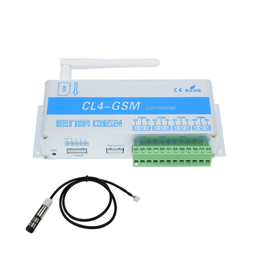 Draadloze Gsm Sms Call Remote Switch Controller Module CL4-GSM 4 Kanaals Relais Uitgang Voor Temperatuur Vochtigheid Monitor Alarm
