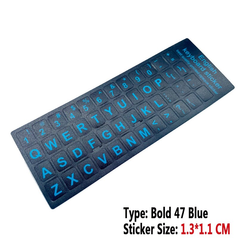 SR English Language 16 Standard Waterproof Keyboard Cover Stickers Layout Button Letters Computer Laptop Skins Accessories: Bold 47 Blue