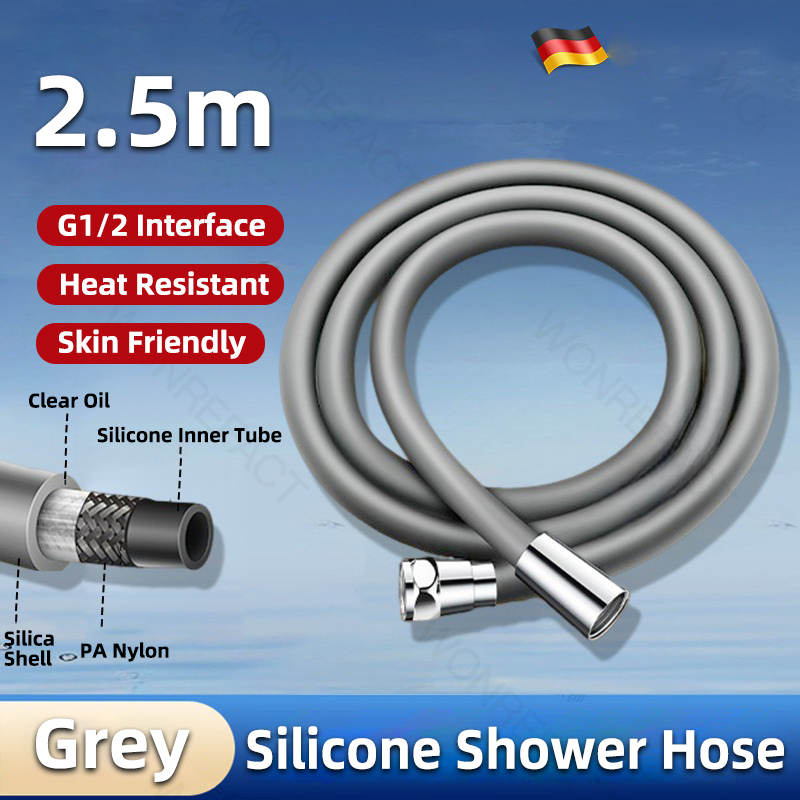 Extension de tuyau de douche Flexible Extra longue en Silicone, avec raccords en laiton, remplacement de Tube de douche, tuyau haute pression de 1.5m/ 2m: Lavande