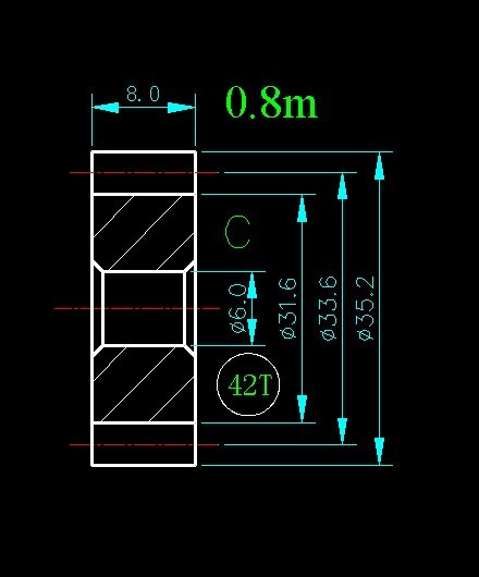 0.8m 42T/Hole 4mm 5mm 6mm 8mm/width 8mm/For Meat Grinder Parts etc.