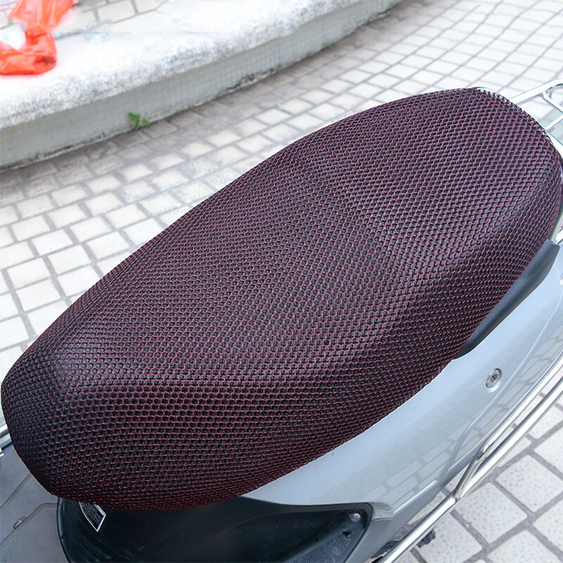 1 stk xxl 3d mesh motorcykel sæde betræk åndbar soltæt motorcykel scooter sædeovertræk pude motorcykel beskyttelse: Rød-xxl