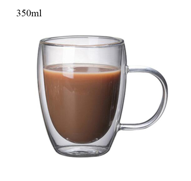 Water Fles Koffie Cup Hittebestendige Dubbele Wand Glazen Beker Bier Handgemaakte Melk Citroensap Cup Drinkware Thee Mokken: B 350ml