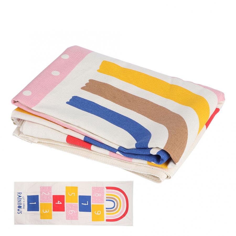 Baby legemåtte kravletæppe 190 x 70cm bomuld blødt kravletæppe spil rektangel måtte babyværelse dekoration spædbarnstæppe