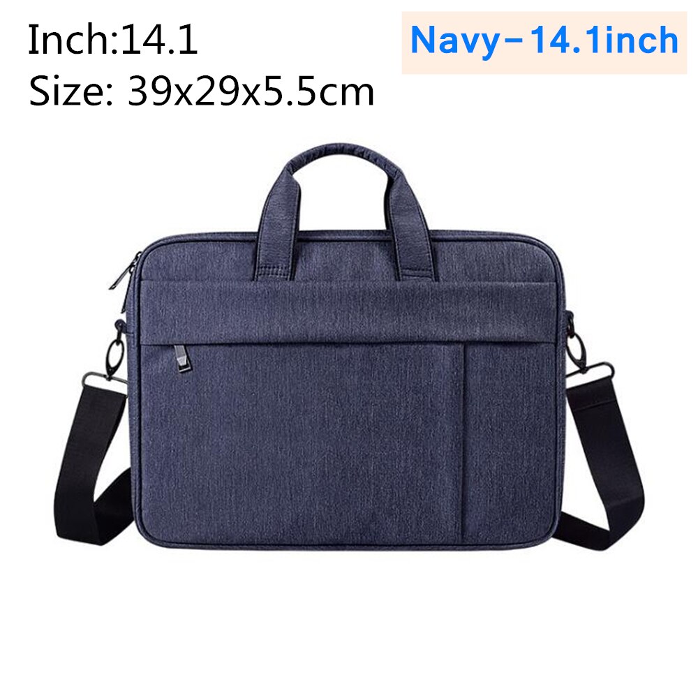 Laptop Bag 13.3 14.1 15.4 15.6 inch Waterproof Notebook Shoulder bag for Apple Millet Unisex Briefcase: Navy-14.1inch