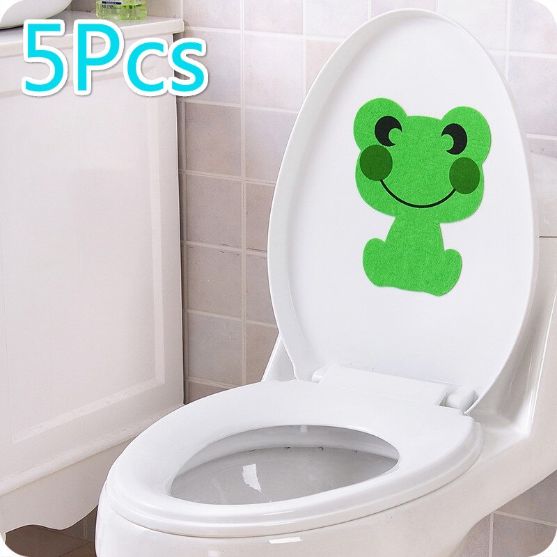 WC Toilet Stickers For Public Place Home Decoration Pattern Wall Decals Diy Cute Vinyl Mural Art Toilet Stickers: Frog 5Pcs