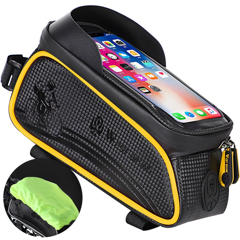Wild man mtb cykeltasker front cykeltaske regntæt touch screen cykel telefon taske 6.5 tommer mobiltelefon taske eva hard shell tasker: 05
