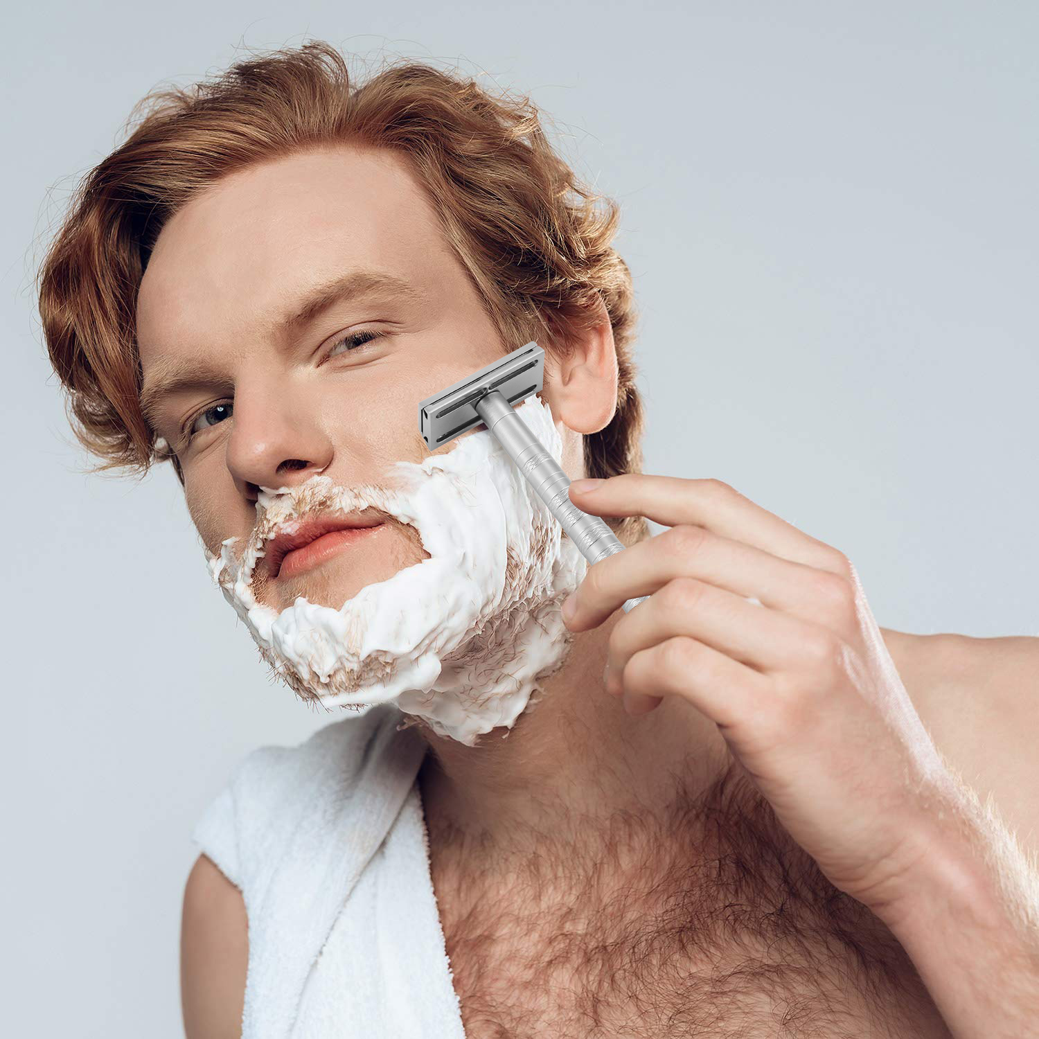 Stainless Steel Double Edge Safety Razor with 5 Spare Blades 30° Angled Precision Reusable Single Blade Razors for Men and Women