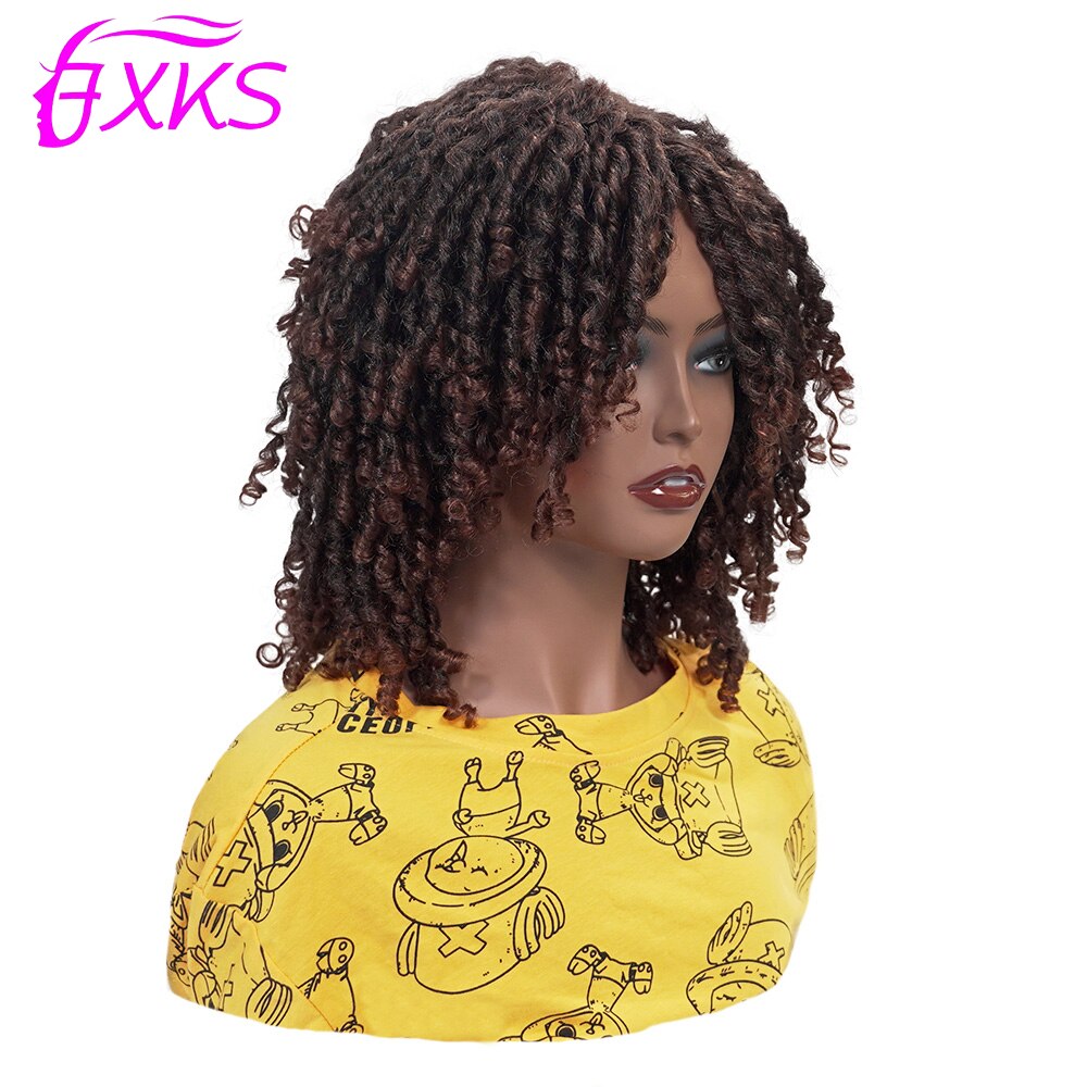 Dreadlock Gevlochten Twist Korte Pruiken Zwart Bruin Ombre 30 Kleur Synthetisch Haar Faux Locs Pruiken Afro Krullend Synthetische Pruik 6inchesfxks