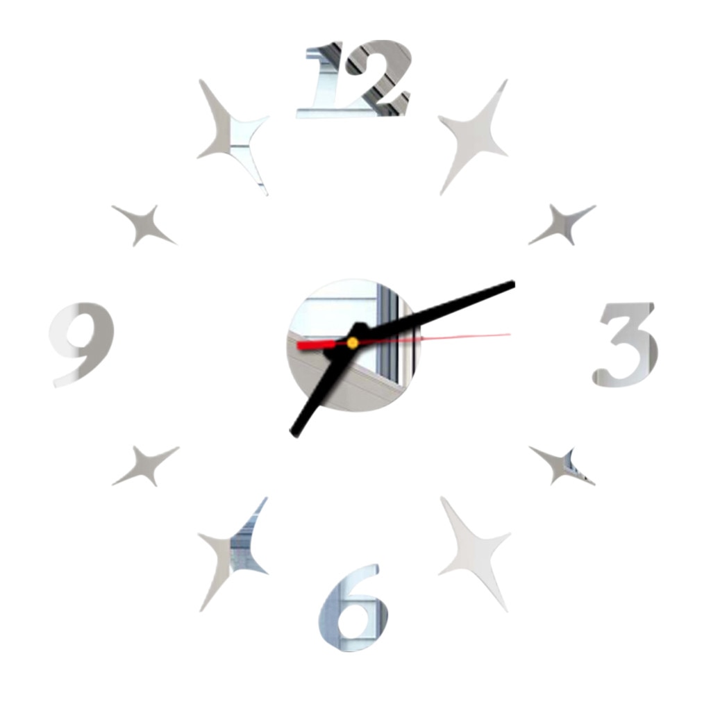 Wandklok Quartz Horloge Reloj De Pared Modern Grote Decoratieve Klokken Europa Acryl Stickers Woonkamer Clok: Zilver