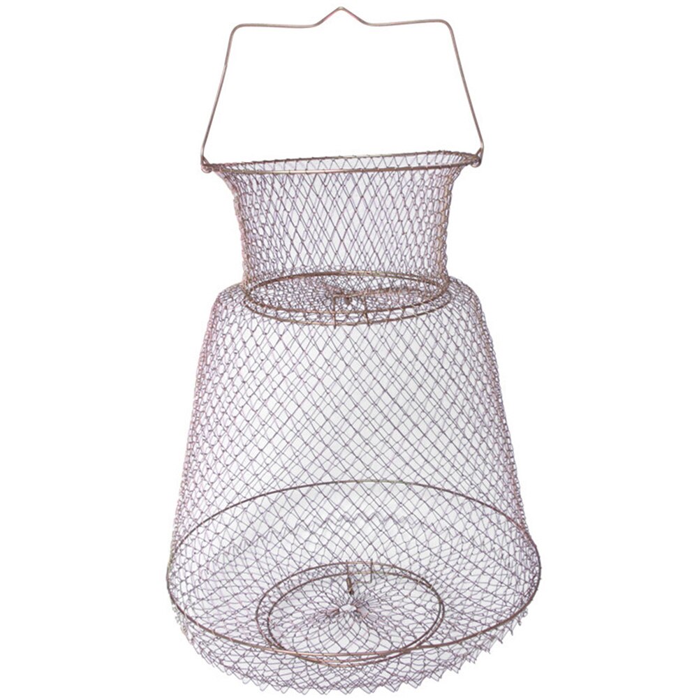 Steel Wire Cage Spring Door Crab Shrimp Foldable With Handle Portable Basket Trap Fishing Net