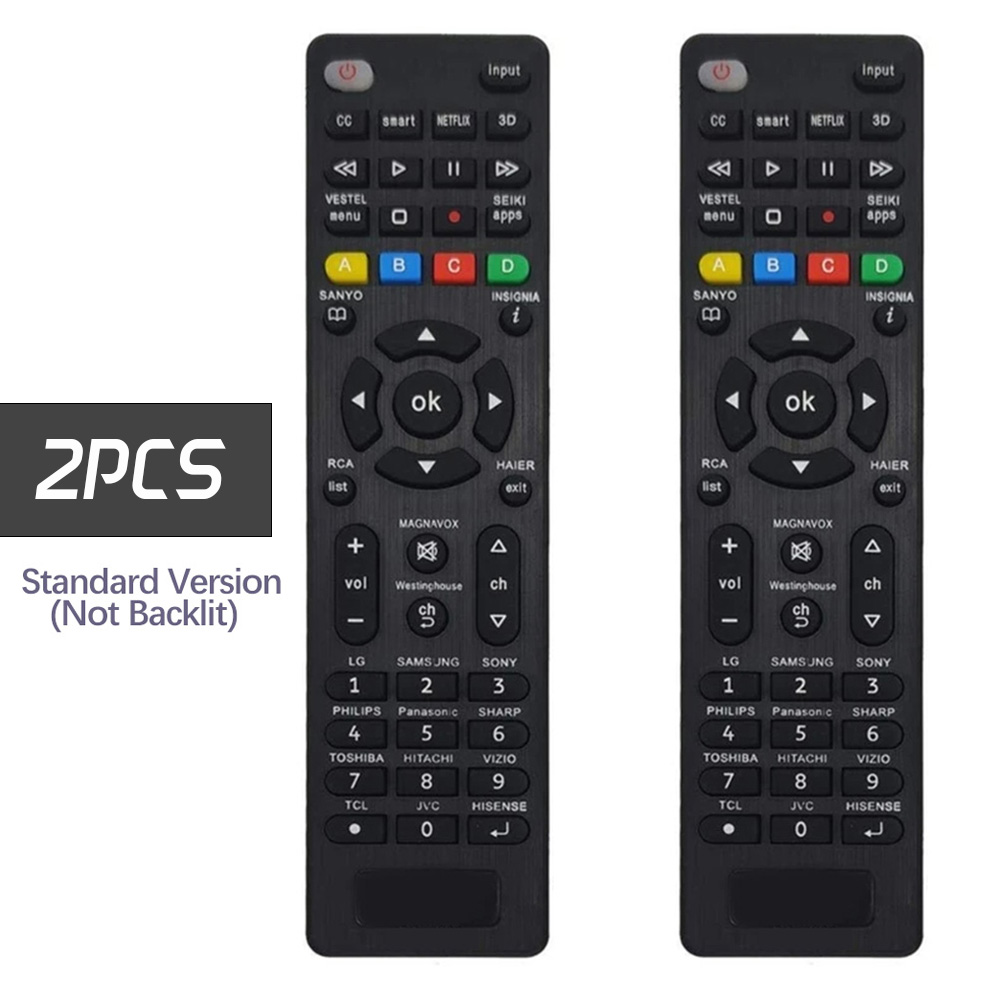 MRSVI 2Pcs Universal Replcement Remote Control RC-G008 With Backlight For Multiple Television Models Universal Infrared TV: WHITE
