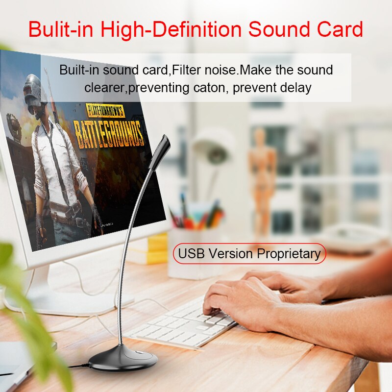 Microphone for Computer 360 ° Freely Adjust Microphone Gaming Chat Microphone USB Desktop PC Laptop Voice Studio