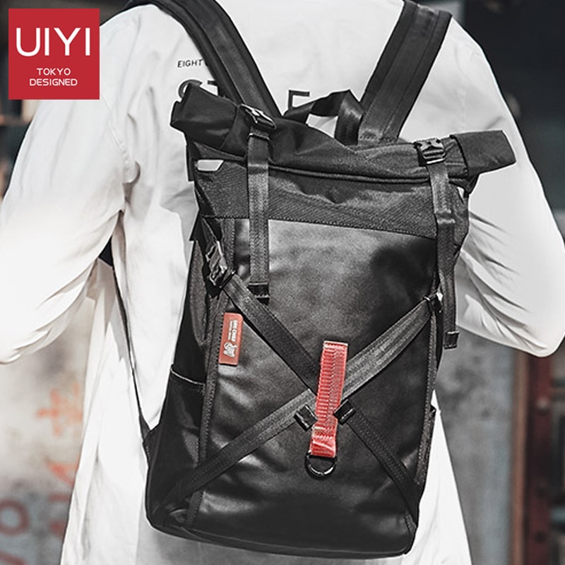 UIYI Men's Shoulder Backpack Roll Cover Mochilas 14 Inch Large Capacity Backpack Travel Backpack Waterproof Teenage school bag