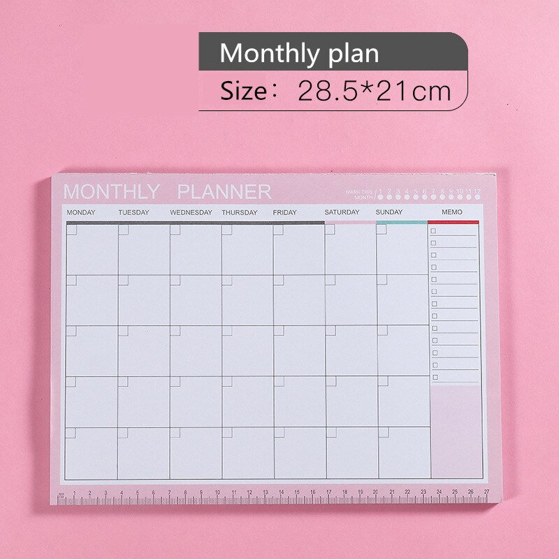 Cuaderno kawaii diario, semanal, mensual, planificador, Agenda, organizador, diario, escuela, A4 Flower, ,: monthly-pink2